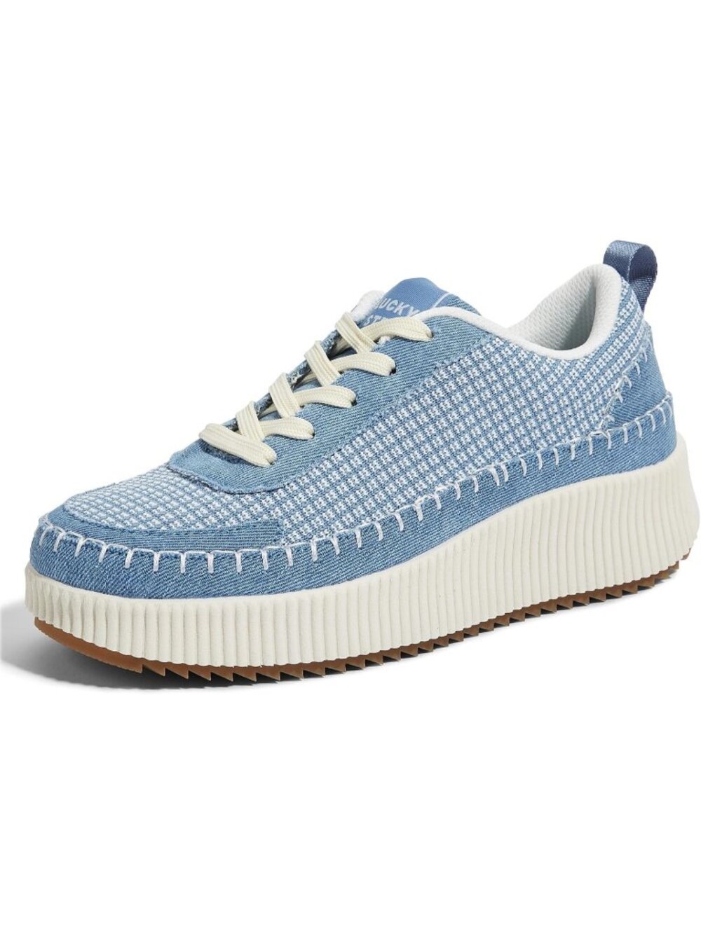 Women's Denim Blue Fashion Braided Crochet Lace Up Cute Retro Walking Sneakers